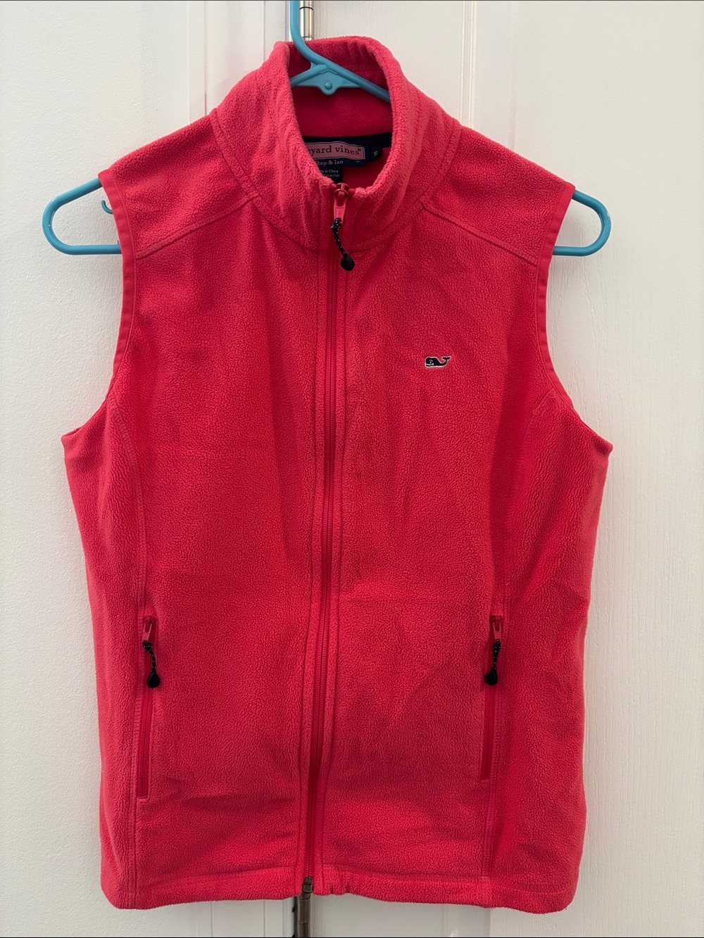 Vineyard Vines Coral Pink Fleece Zip Vest